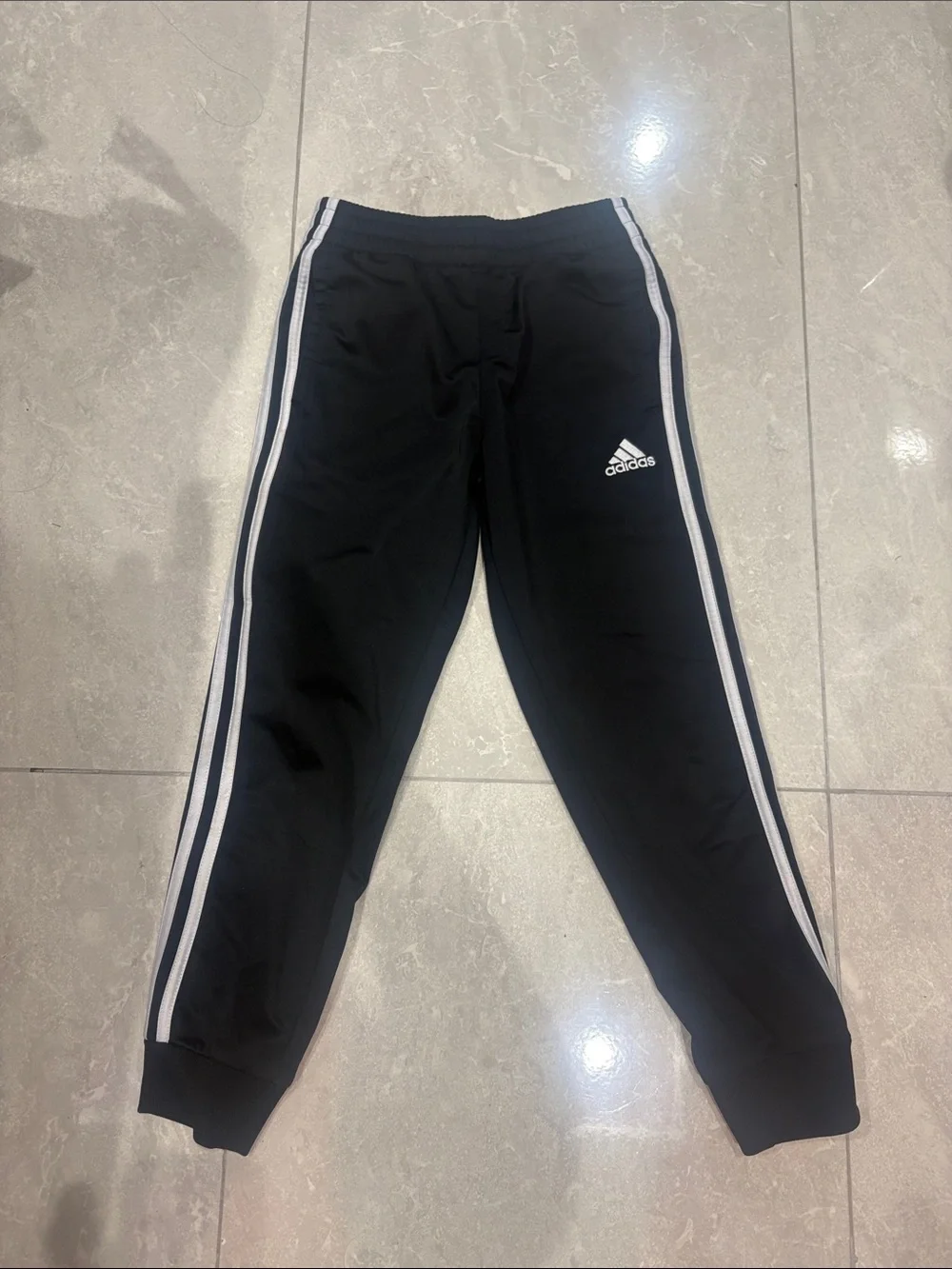 adidas Black Jogger Sweatpants with White Side Stripes